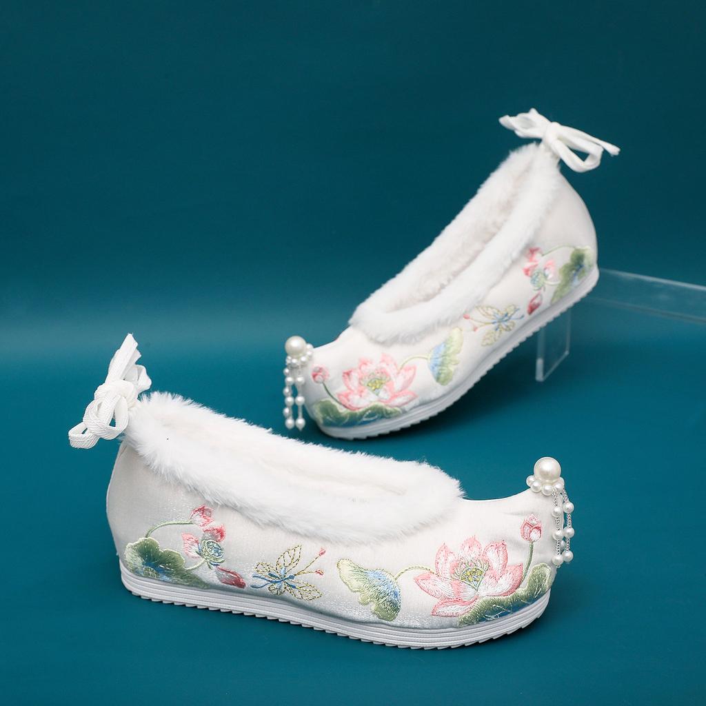 Embroidered Shoes Ancient Style with Hanfu Ancient Style Shoes Han Element Inner Height Increase 3.5cm