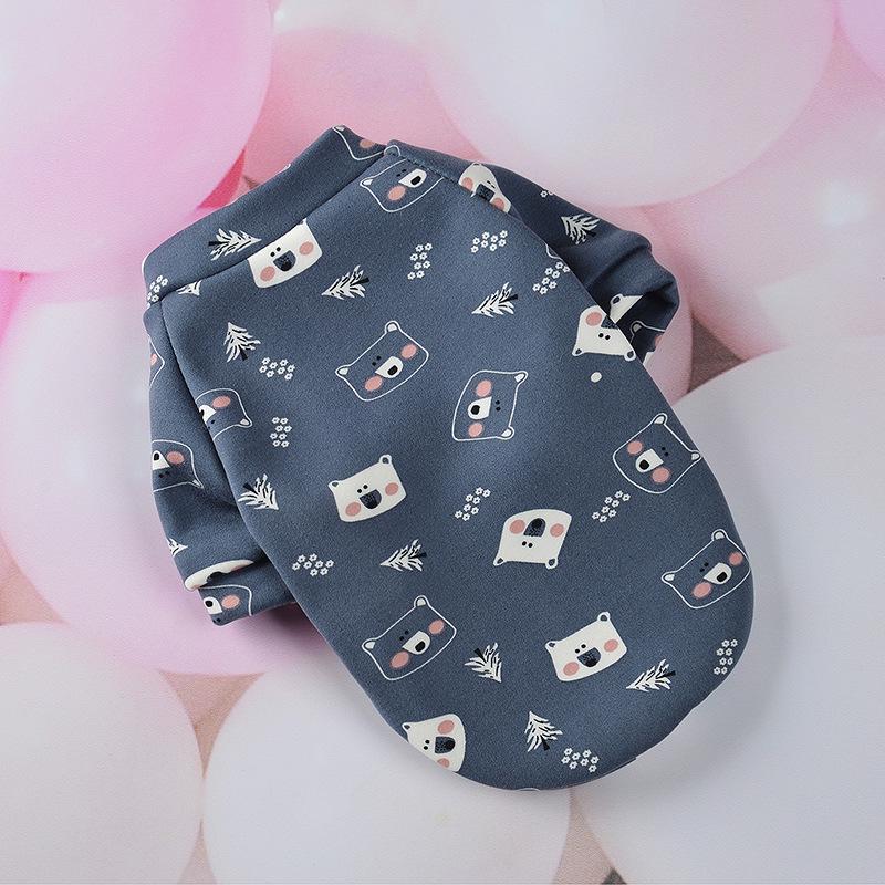 New Cute Cartoon Print Fleece Lined Warm Clothes for Small Dogs and Cats