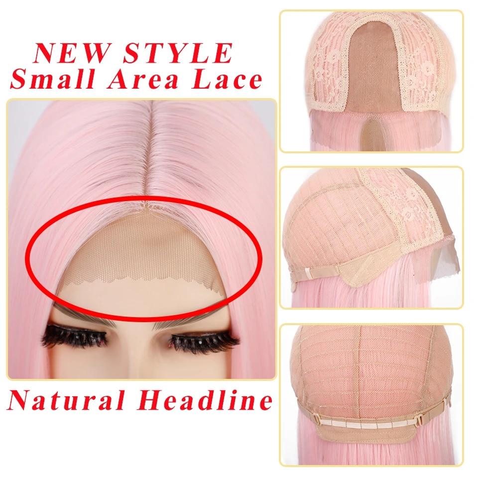 Pelucas Sintéticas Largas Lisas Rosadas Peluca Cosplay para Mujeres Rubio Negro Rojo Naranja Raya Media Pelucas para Mujeres