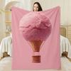 Eiscreme Heißluftballon Muster Flanell bedruckte Decke geeignet für alle Jahreszeiten geeignet für Wohnzimmer Büro Sofa Reisen