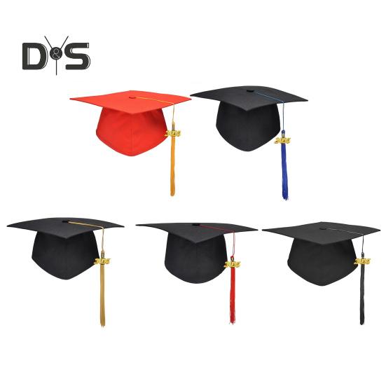 Abschlusskappe für Erwachsene, Bachelor-Kappe, verstellbare Größe, elastisches Band, flache Oberseite, elastisches Band, Kappe mit Quasten, Stempel 2025