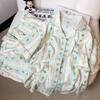 Cloud Cotton Three-Piece Short-Sleeved Set Lazy Student Dormitory Pajamas Can Be Worn Outside