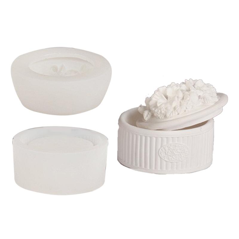 Rose Bottle Dripping Glues Mold Gypsum Ornaments Aromatherapys Candle Holder 3D Flowers Rose Storage Box Silicone Mold
