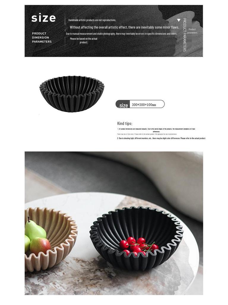 Nordic Style Grooved Ruffled Fruit Bowl Ornament - Creative Art Display for Model Room Decoration