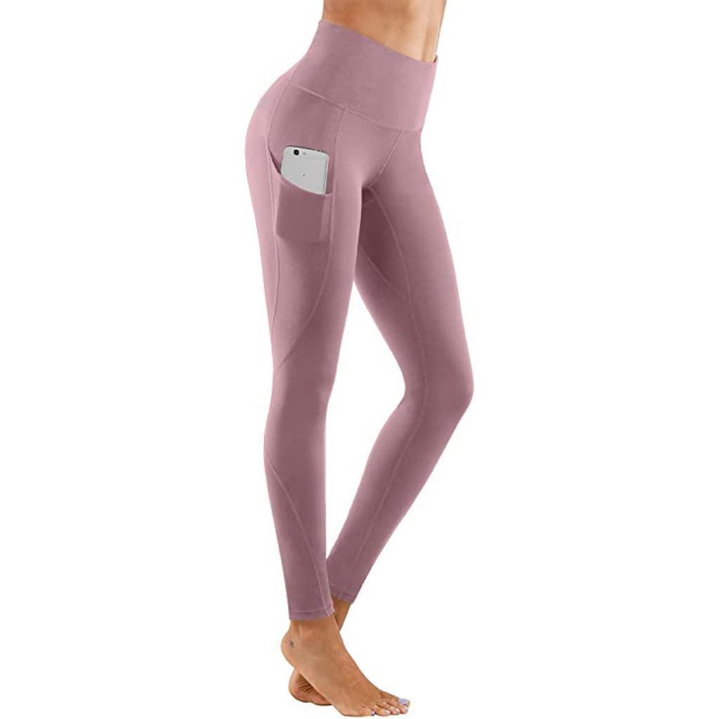 Yoga-Fitness-Leggings für Damen, Seitentaschen mit hoher Taille, enge Hosen für Outdoor-Sportarten für Damen
