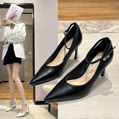 Eleganckie Szpilki Moda Dama Szpilki Szpiczasty Czubek Buty Damskie Pasek z Klamrą Ślubna Impreza Buty Damskie Metalowa Dekoracja Bankiet