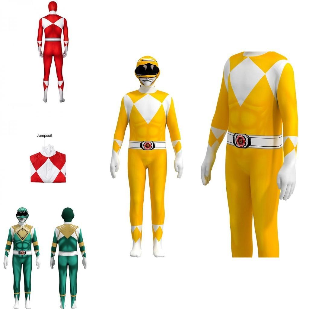 Rangers Costume For Kids And Adults Featuring Durable Jumpsuit And Character Mask**