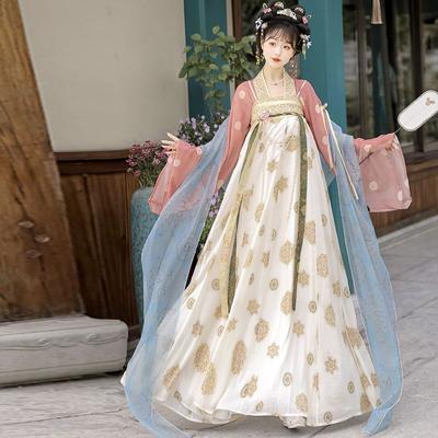 Chinese Tang Dynasty Style Hanfu,  Chest-high Daily Prints Women's Suits Spring And Summer