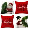 Home Decor Santa Snowman Merry Christmas Pillows Pattern Cushion Cover Suitable for Sofa Bedroom Car Pillow Cover