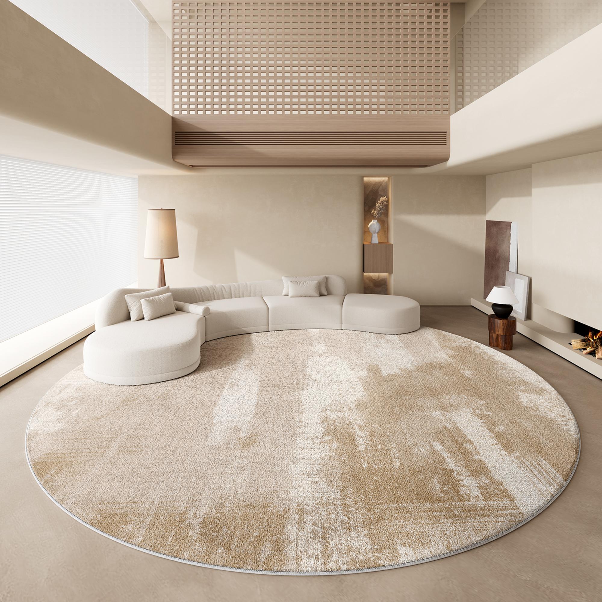 

Килими кремового стилю для спальні Пухнастий м який приліжковий килимок Легка розкіш Декорація вітальні Круглий килим Дім Товстий плюшевий килимок для підлоги 140x140CM