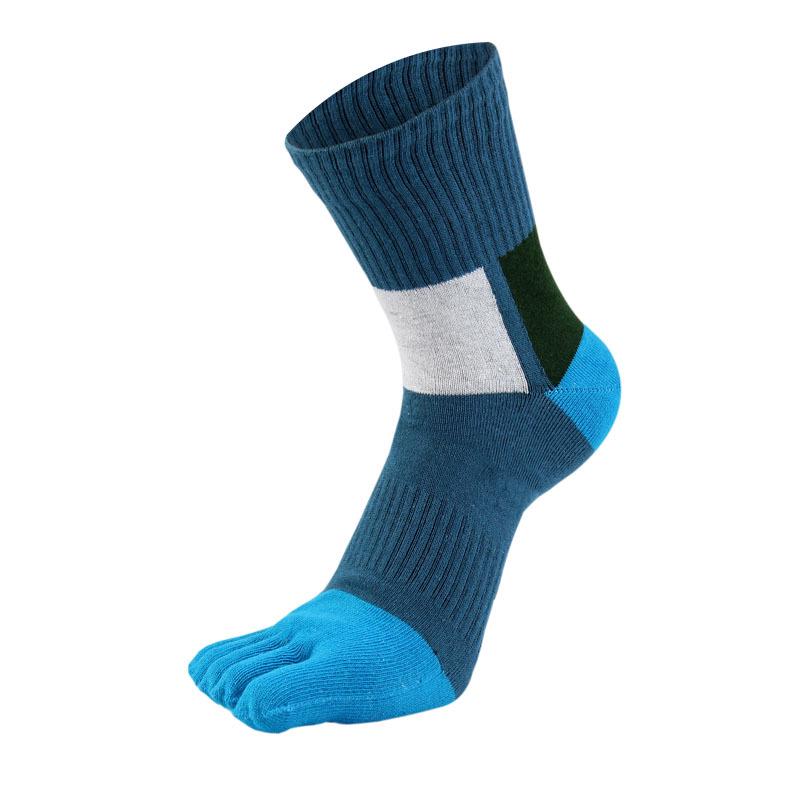 Cotton Sweat-Absorbing Men's Mid-Calf Toe Socks - High-Waist, Five-Finger Design
