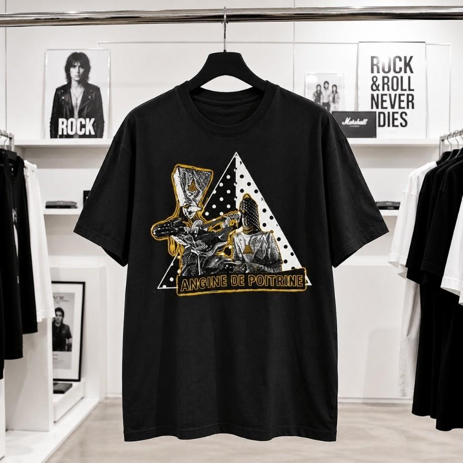 Collection Angine De Poitrine Surreal Musician Graphic Tee Black Unisex T-Shirt XXL