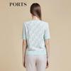 PORTS Women's Spring/Summer Color-block Logo Knit Short Sleeve Top LD8K711PXE006