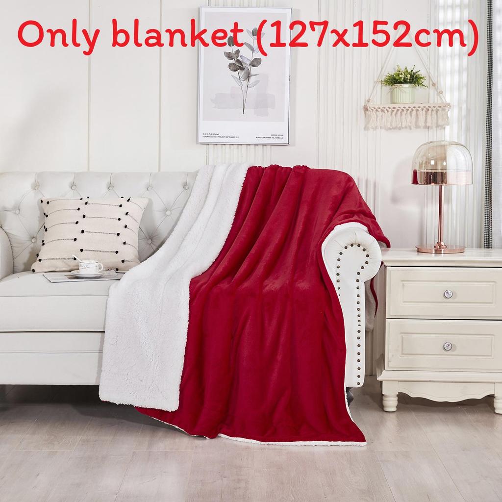 Plush Sherpa Throw Blanket With Solid Color Design For Home And Bed Use