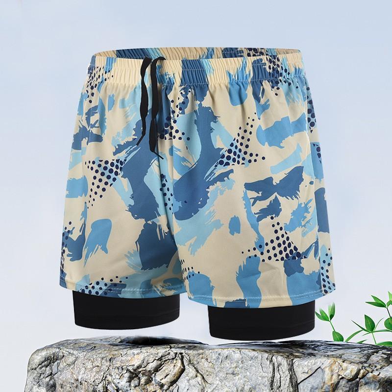 Mens Quick-Dry Swim Trunks With Inner Brief Support Loose Fit Athletic Board Shorts Swimming Beach Surfing