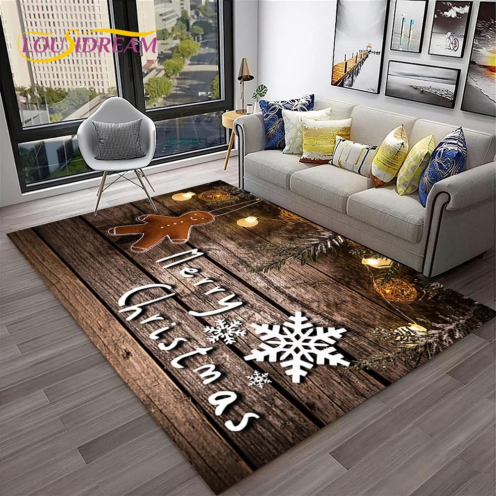 Alfombra con diseño de Papá Noel y árbol de Navidad para niños, regalo para el hogar, sala de estar, dormitorio, sofá, decoración, alfombrilla antideslizante