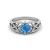 5MM Square Swiss Blue Topaz Gemstone 925 Sterling Silver Solitaire Celtic Women's Engagement Ring