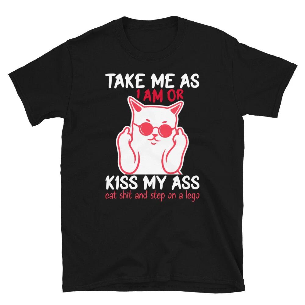 Kiss My Ass Cute Cat Funny Animal Kitty Cats T-Shirt 4XL