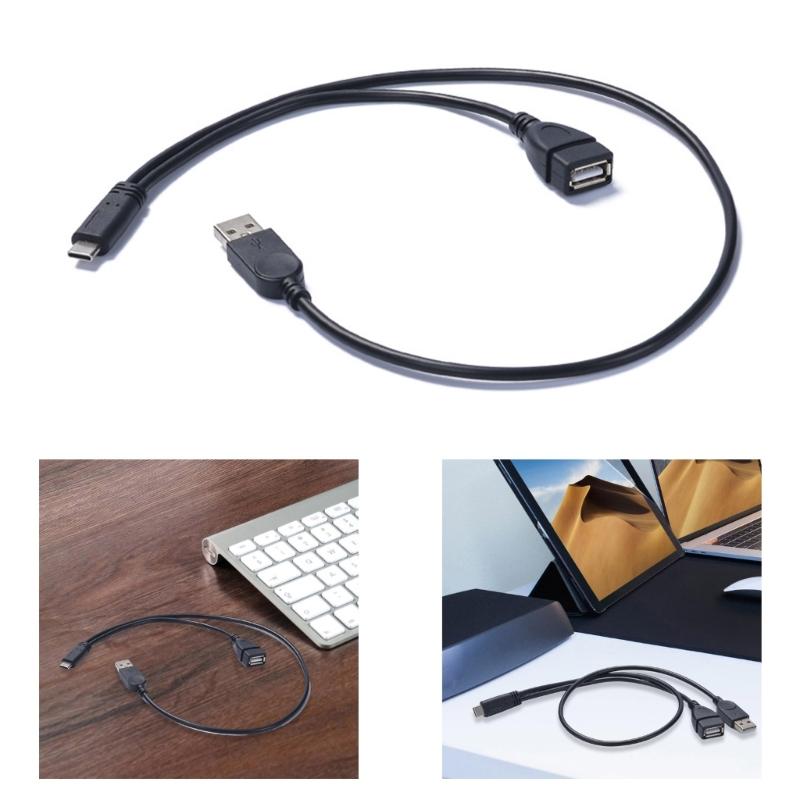 USB C to USB Female and Male OTG Adapter Cable with Charging Function for Phones Tablets for Mouse Keyboards Disk