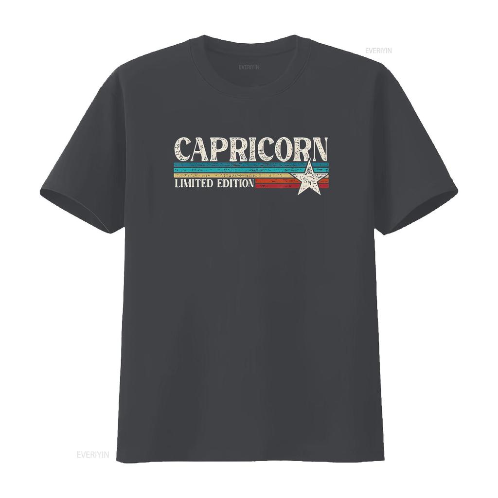 Womens Capricorn Zodiac Sign T Shirt Vintage Washed Stretched Versatile Streetwear Breathable Stylish Soft Graphic Slightly