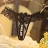 Plus Size Lace Panties Women Sexy Transparent Underwear Pearl Massage Culotte Femme Open Crotch Thongs For Sex Products