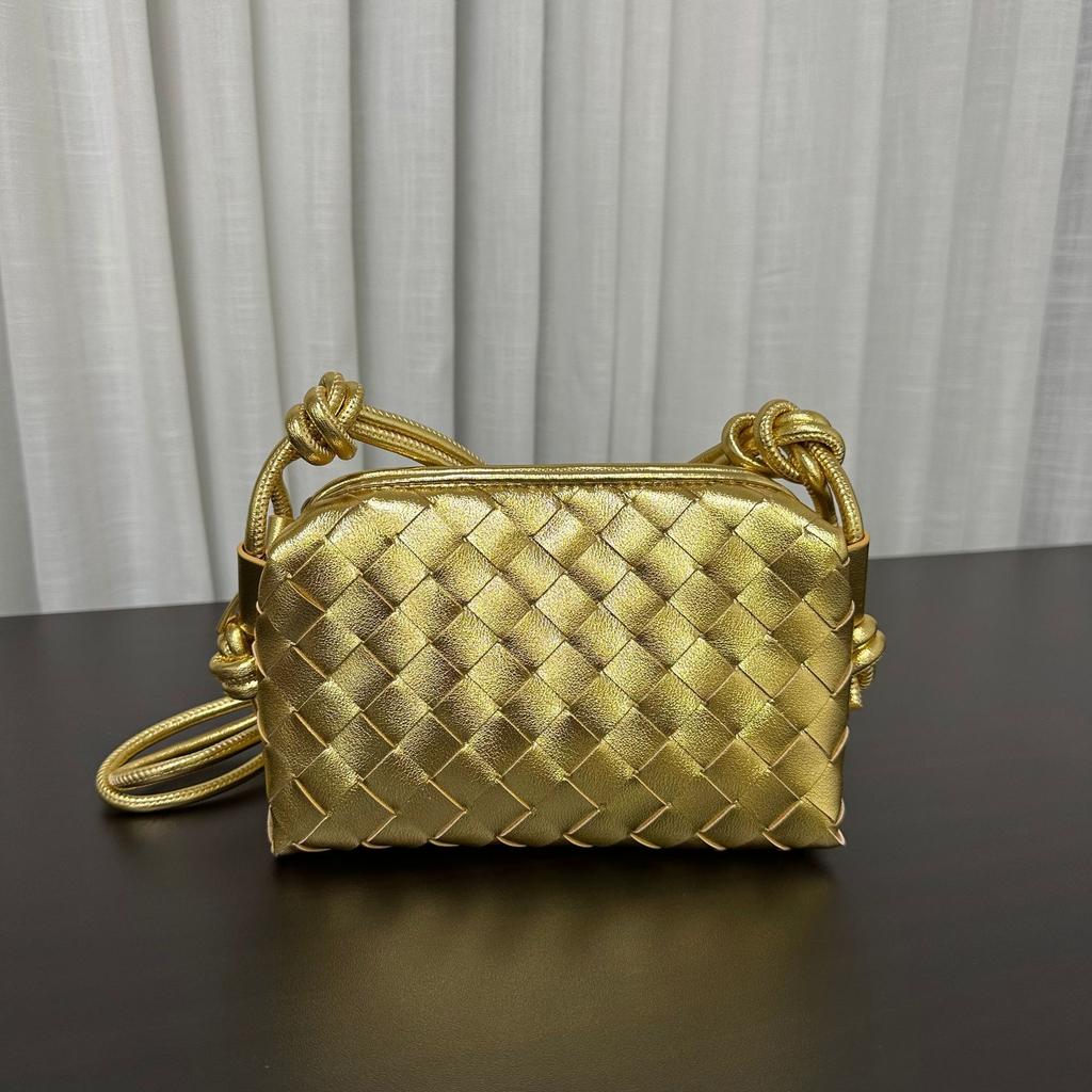 Genuine Leather Handwoven Bag Women's 2024 Versatile Small Square Bag Women's Mini Mobile Phone Bag Casual Cowhide Shoulder Messenger Bag
