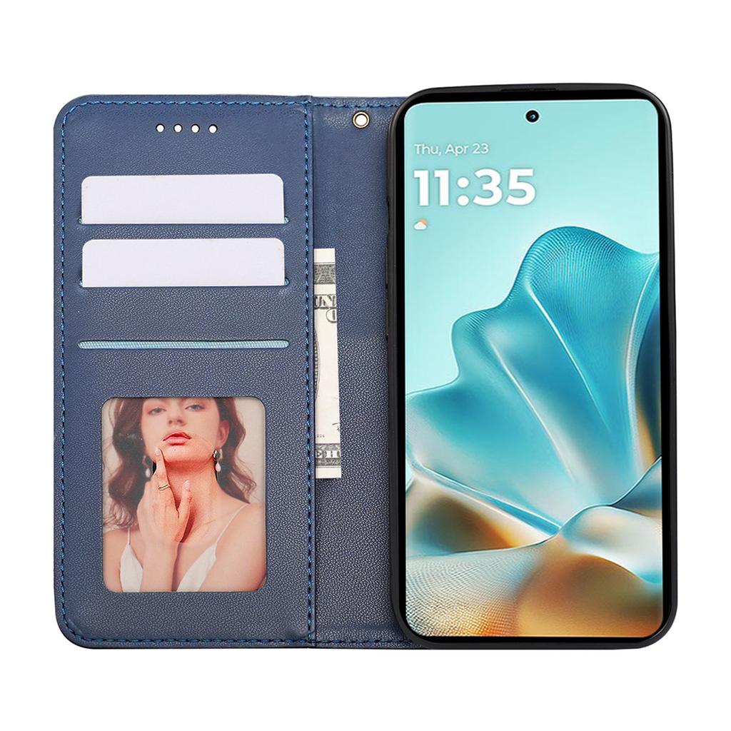 For Motorola Edge 60 Fusion 5G Wallet Phone Case Checkered Pattern Imprint Leather Flip Cover with Wrist Strap
