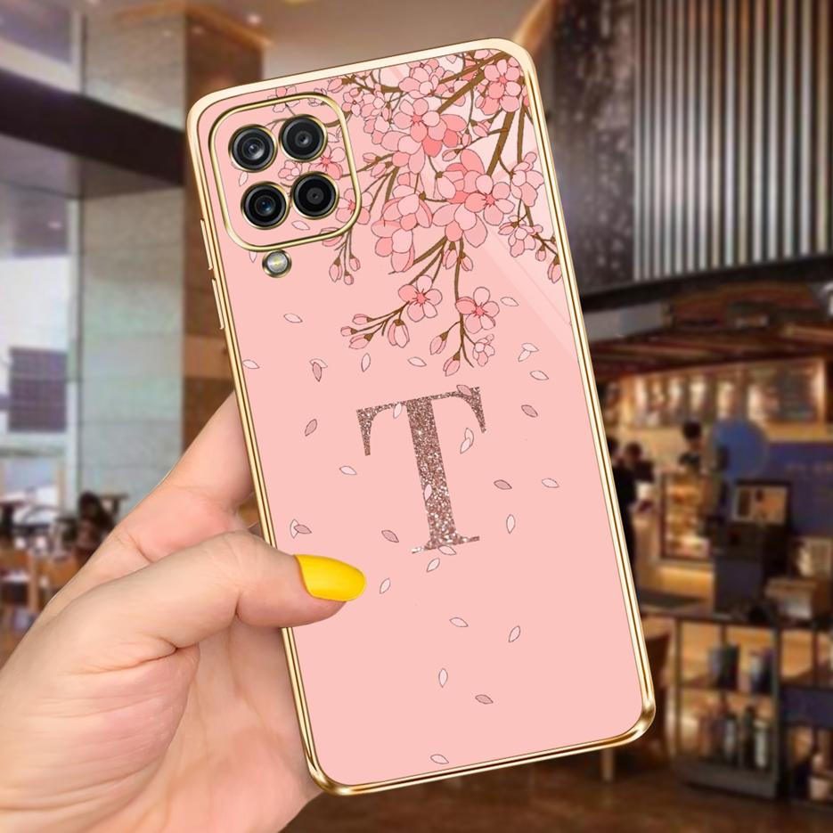 For Samsung Galaxy A12 Case Luxury Black Pink Couple Letters Cover Soft Fundas Phone Case For Samsung A12 F12 M12 F62 M62 Bumper