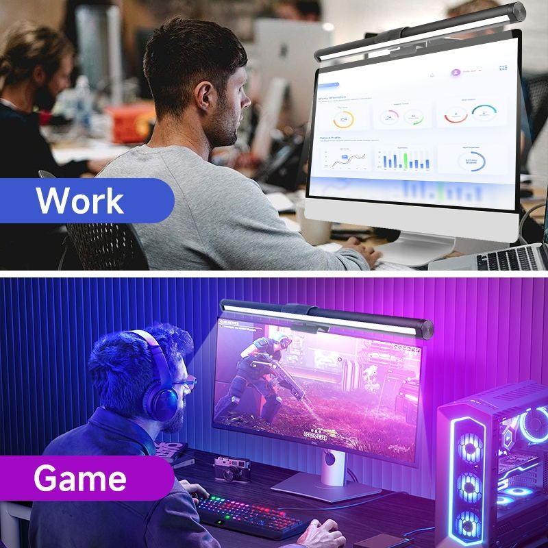 5 Farben LED Monitor Lichtleiste RGB Stufenlose Dimmung Kurve Bildschirm Hängelampe Studie Lesen USB Augenpflege Laptop Schreibtischlampe