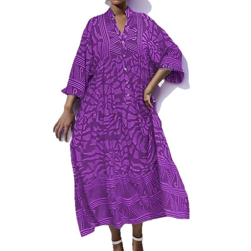 

Весна Новый Стиль Женской Одежды Повседневное и Простое Платье с V-образным Вырезом с Принтом для Женщин 3XL