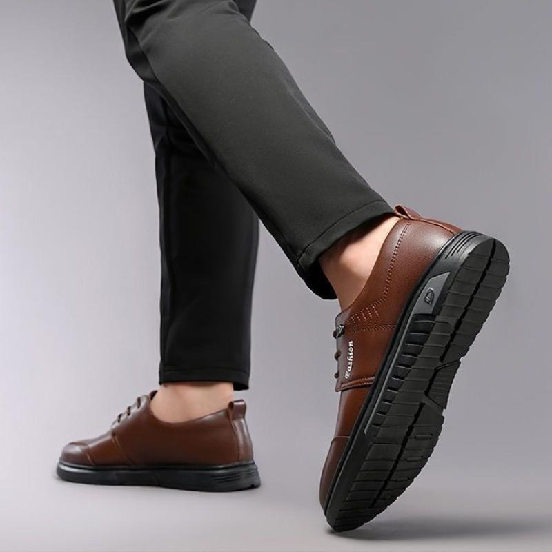 Brand Men Leather Shoes Platform Lace Up Casuals British Style Business Social Formal Shoes for Men Zapatos De Cuero Para Hombre
