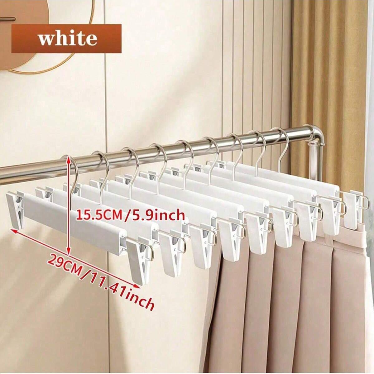 

Домашняя матовая пластиковая вешалка для брюк, прочные бесшовные вешалки-клипсы для сушки одежды 5pcs белый
