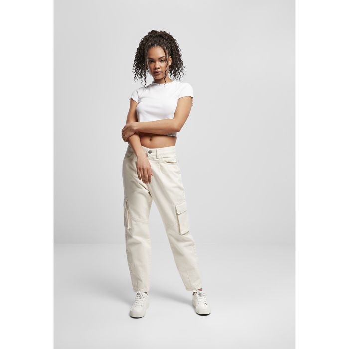 Pantalon cargo femme - Urban Classics - Ballon fit - Couleur beige - Poches cargo - Tissu twill