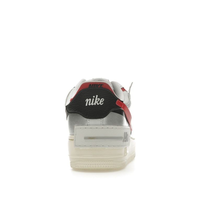 Nike Air Force 1 Shadow White Red Metallic Silver Women Sneakers Gym-Red Black FN6335-100