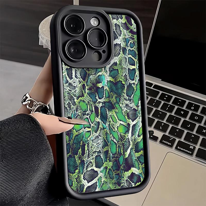 Phone Case for iPhone 17 Air 16E 15 16 Pro Max Fashion Snake Skin Pattern Cover 14 Plus 13 12 Mini Soft Shell Silicone Fundas