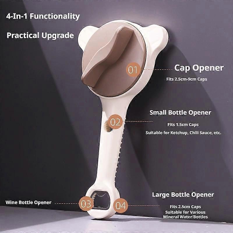 4 In 1 Multi-Purpose Jar Opener Multi Kitchen Tool Fits Kitchen Jars Bottles and Cans