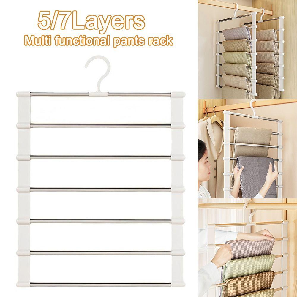 Stainless Steel Trousers Clip Foldable Closet Organizer Durable Hangers