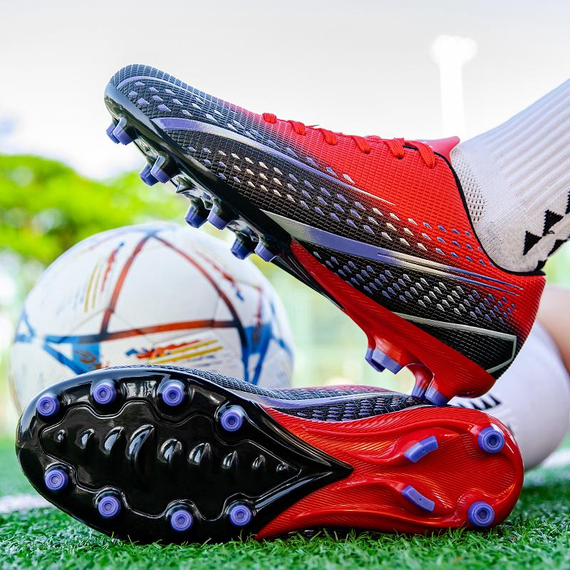 Unisex Football Boots Men's High -top Elastic Socks Mouth Leather Art Lawn Long Nail Football Shoes Children Big Size Football Boots