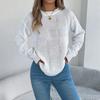 European American Style Solid Plaid Long Sleeve Pullover Sweater Women