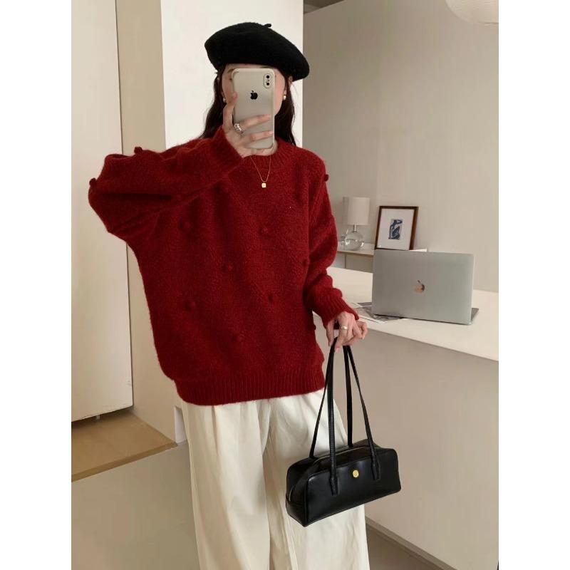 

Новый осенне-зимний вязаный пуловер женский ретро мягкий восковой нежный ромбовидный ленивый свободный универсальный вязаный свитер One size