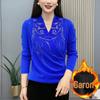 Autumn/Winter Cross-Neck Rhinestone Phoenix Long-Sleeve Base Layer Shirt