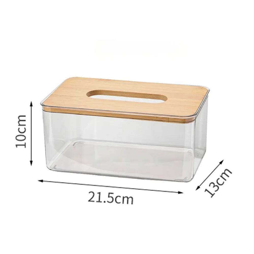 Tissue Clear Box Napkin Household Transparent Rectangular Transparent Table Tissue Wooden Modern Desktop Creative Box  Holder
