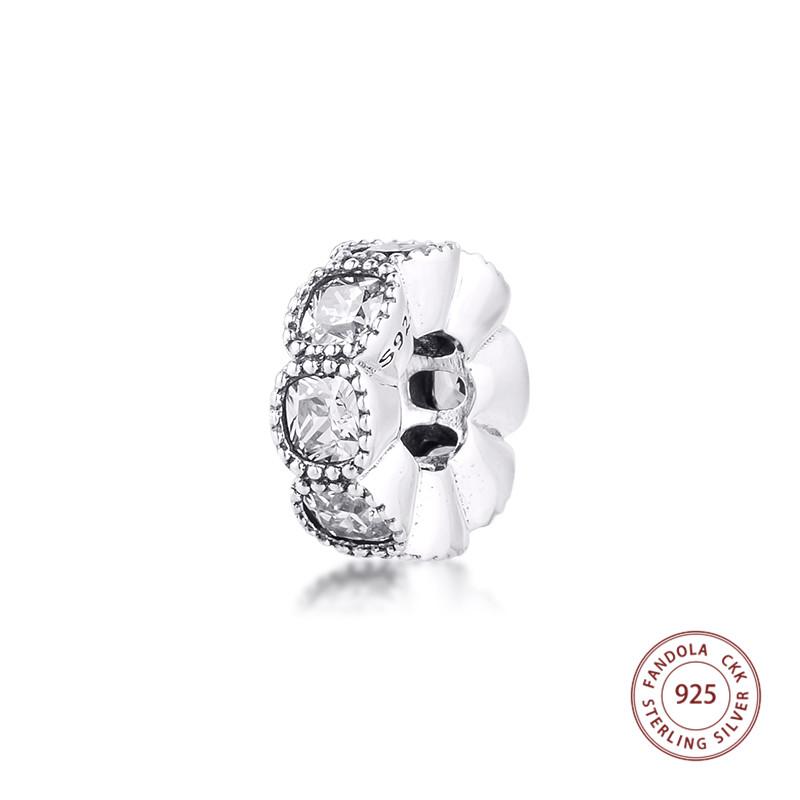 

Натуральная стерлингового серебра 925 пробы, прозрачный CZ, очаровательная подушка-разделитель, подвески, бусины, подходит для оригинального браслета, аксессуары для изготовления ювелирных изделий своими руками