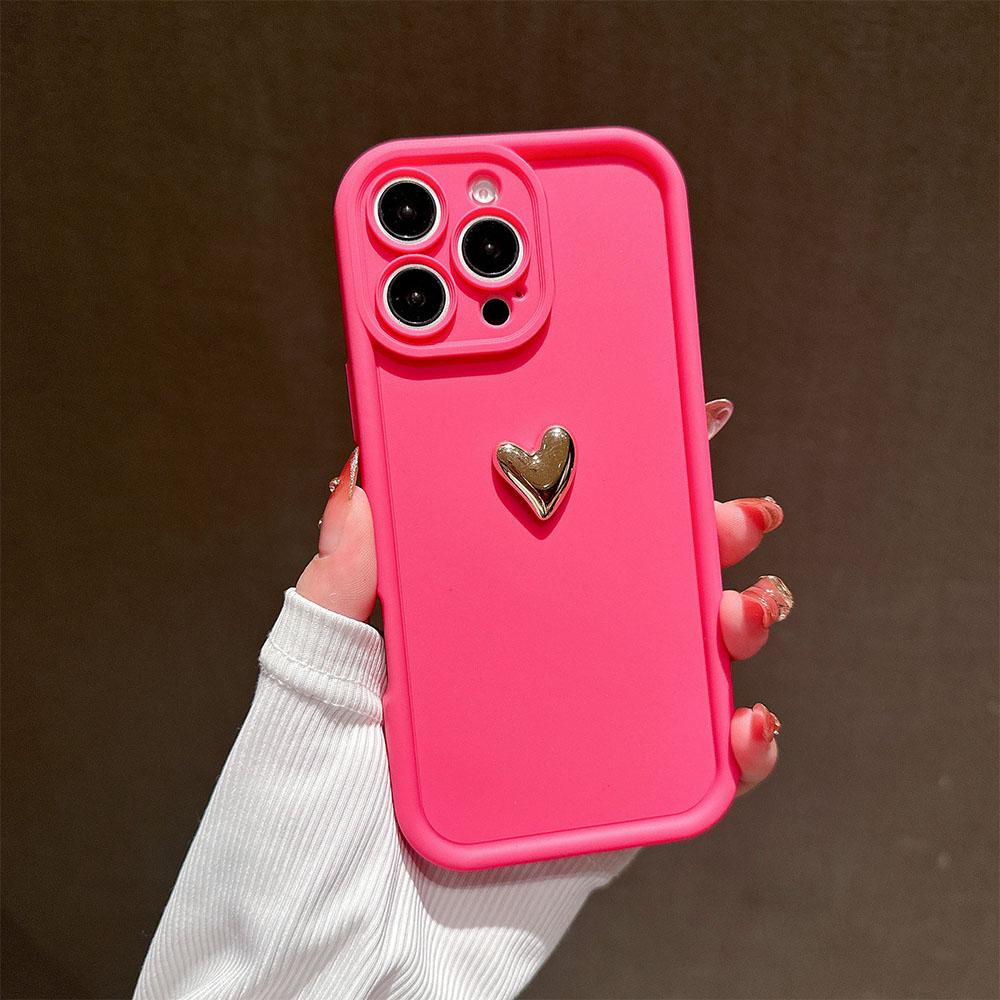 Girl 3D Gold Heart Silicone Soft Phone Case For Redmi Note 14 13 12 11 10 9 8 Pro Plus 12s 11s 13C 12 Shockproof Matte Cover