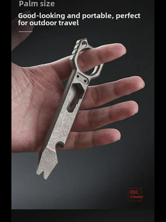 Titanium Alloy Multifunctional Outdoor Crowbar and Bottle Opener with Wrench for Self-Defense and EDC.