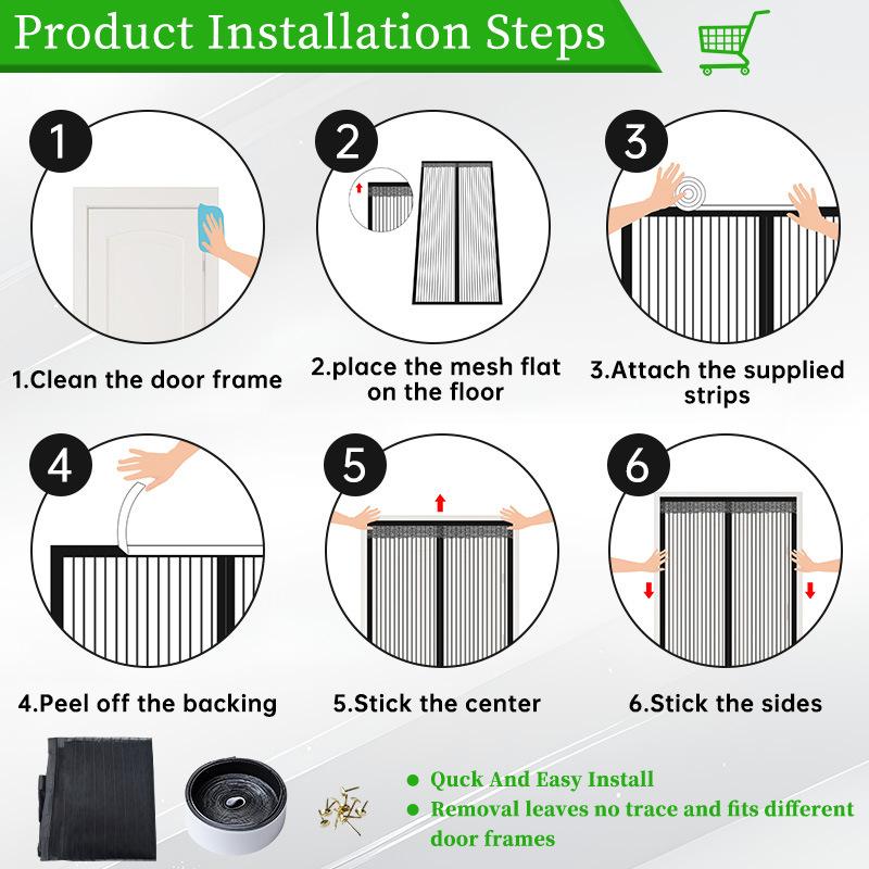 Screen Door Mesh Curtain Anti Mosquito Fly Insect Net Insect-Proof Mesh Door Curtain For Home Kitchen Windows And Doors