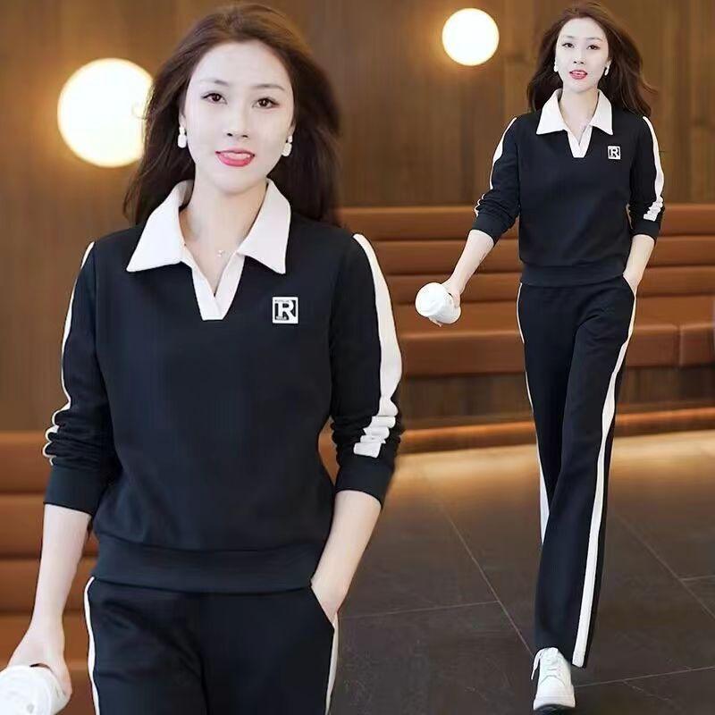 Suit for Women In Spring and Autumn, Slim, Stylish, Sporty, Simple Lapel Sweatshirt, Casual Two-piece Set