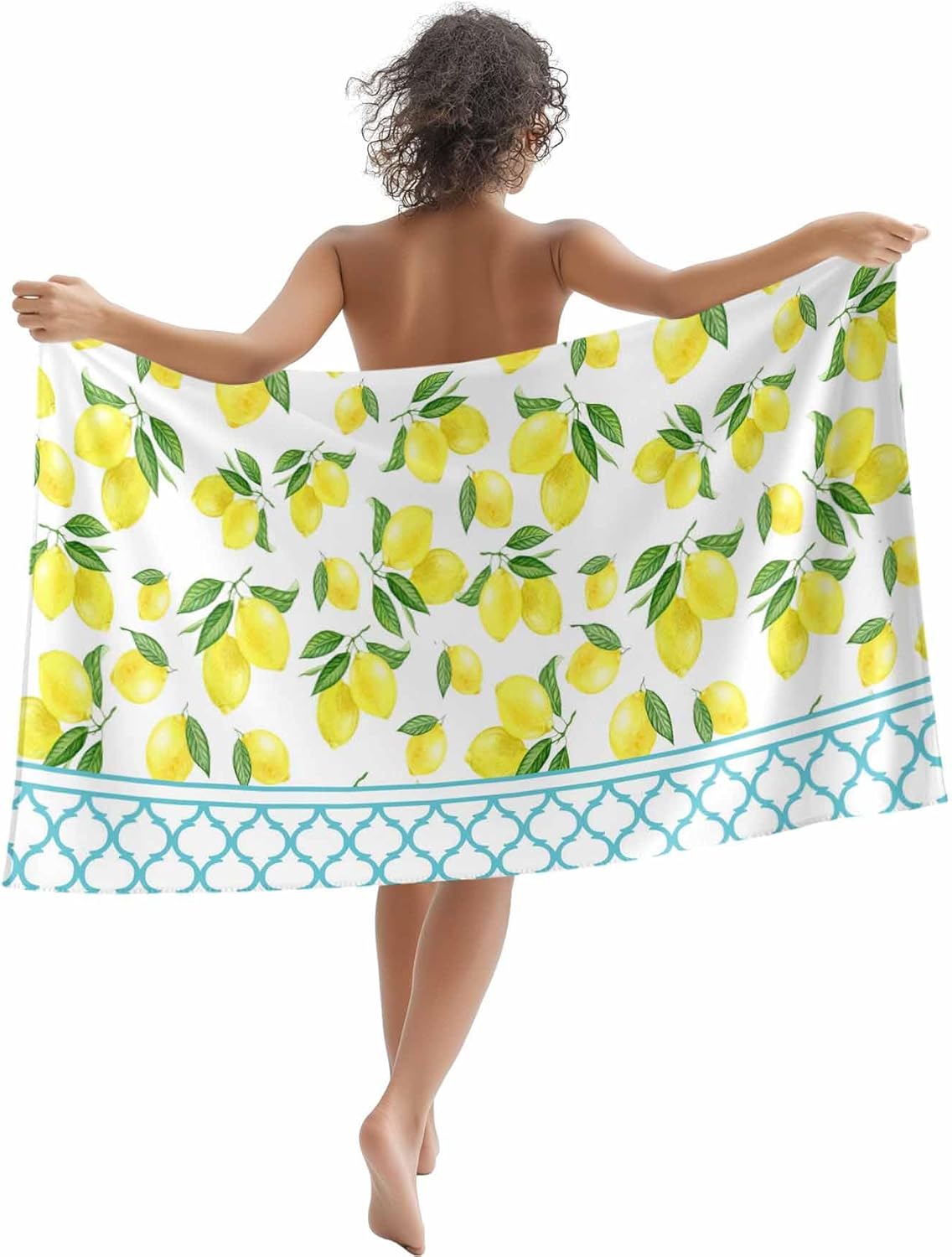 

Country Yellow Lemon Fruit Beach Towels Microfiber Sand Free Quick Dry Travel Towels Soft Absorbent Lightweight Blue Moroccan W40*H60(CM)