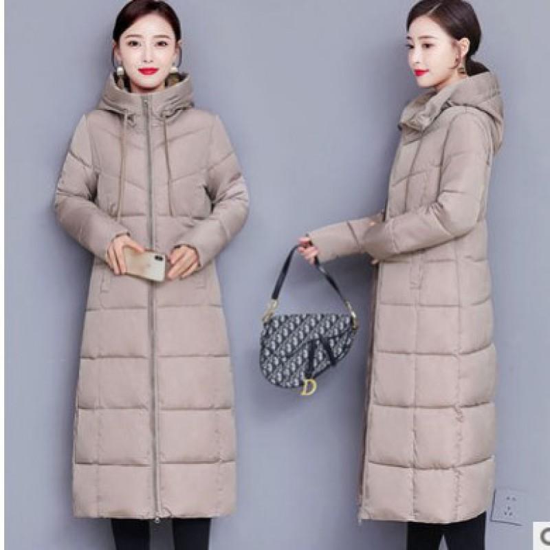 Cappotto Lungo Spesso Imbottito da Donna Invernale Caldo con Cappuccio Giacca Imbottita in Cotone Vestibilità Aderente Lunghezza Sopra il Ginocchio