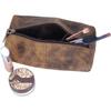 Leather Zip-Lock Cosmetic Makeup Pouch Bag Pen Pencil Case